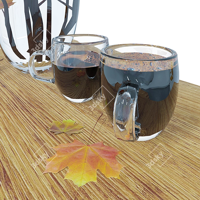 Maple Leaf Vase: Stunning 3D Model 3D model image 2