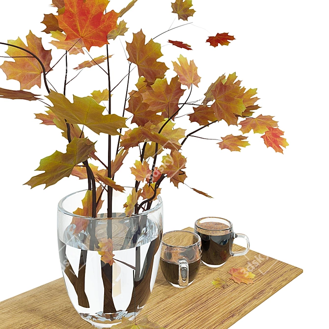 Maple Leaf Vase: Stunning 3D Model 3D model image 3
