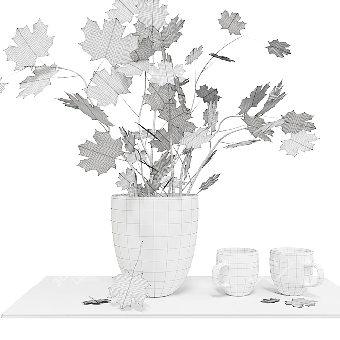 Maple Leaf Vase: Stunning 3D Model 3D model image 4