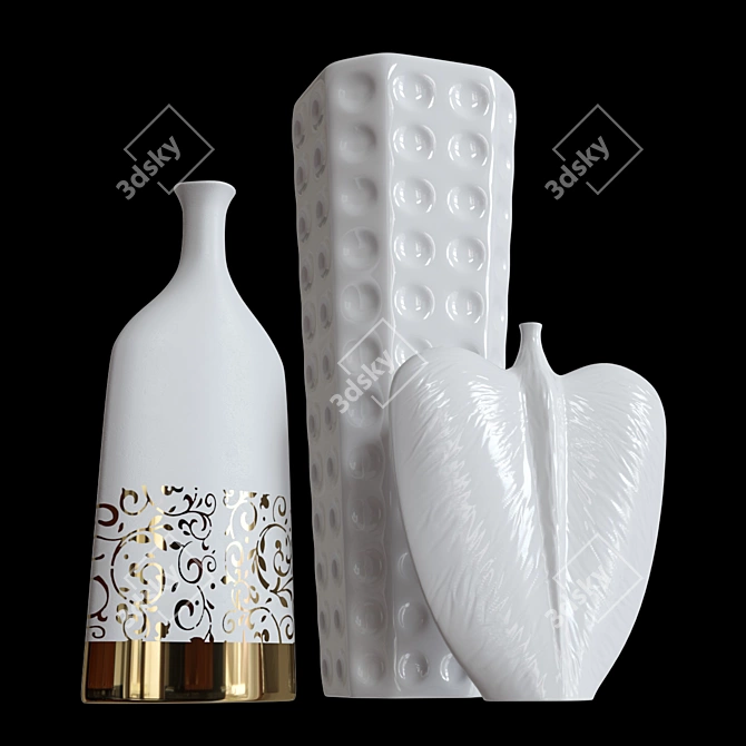 Elegant Vases Set for Home 3D model image 1