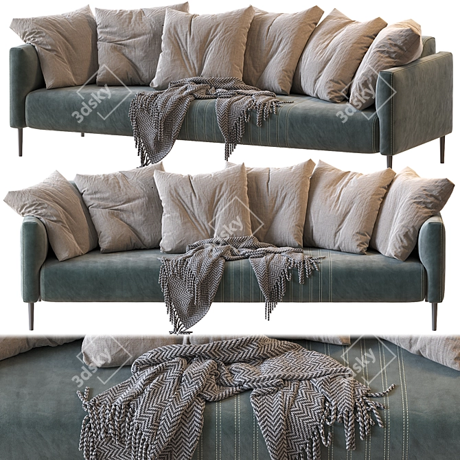 Modern Tuxedo Style Sofa 3D model image 1