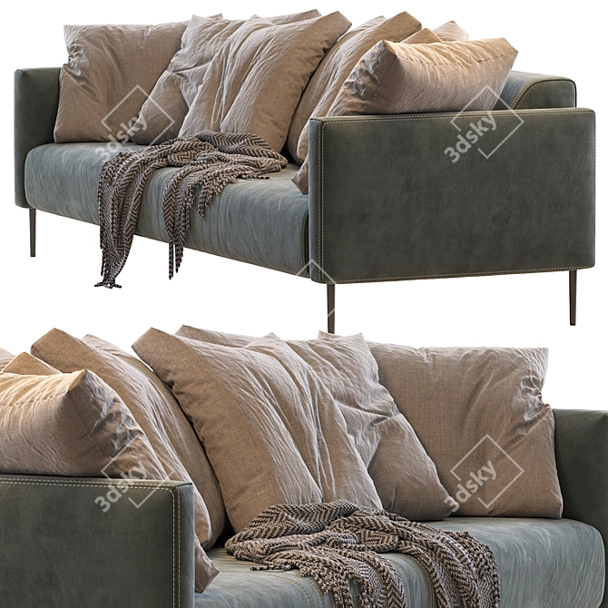 Modern Tuxedo Style Sofa 3D model image 2