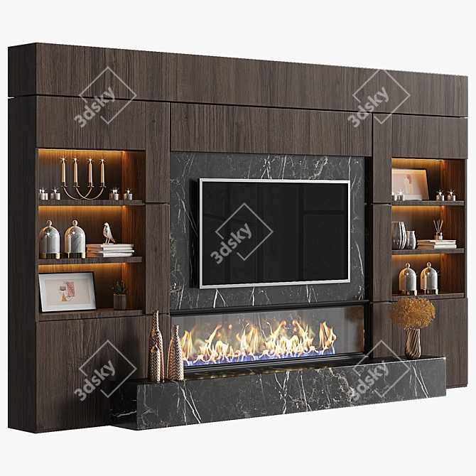 Sleek TV Wall 2015 3D model image 2