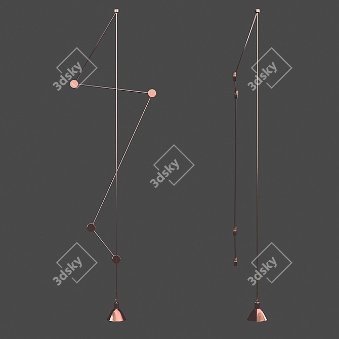 Modern String Pendant Light 3D model image 6