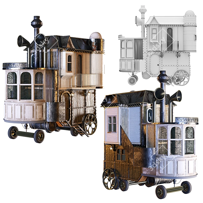 Victorian Steampunk Mobile Home 3D model image 6