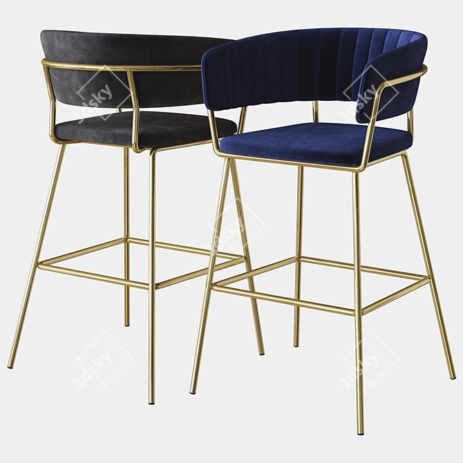 Sleek and Stylish Zuo Modern Bar Chair 3D model image 2