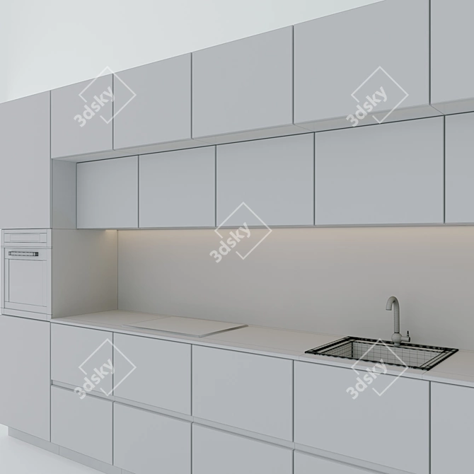 Sleek Kitchen Design with Sink, Faucet, and Oven 3D model image 5