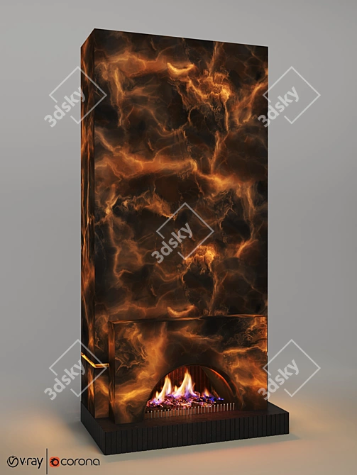Modern Fire Place for V-Ray 3D model image 1