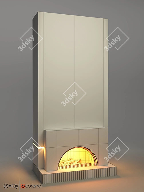 Modern Fire Place for V-Ray 3D model image 2