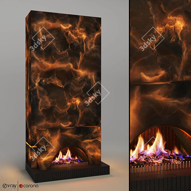 Modern Fire Place for V-Ray 3D model image 3