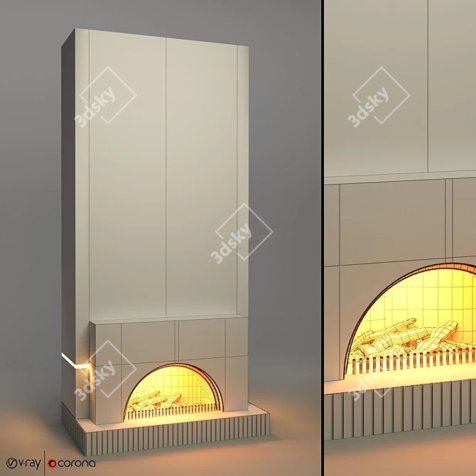 Modern Fire Place for V-Ray 3D model image 4