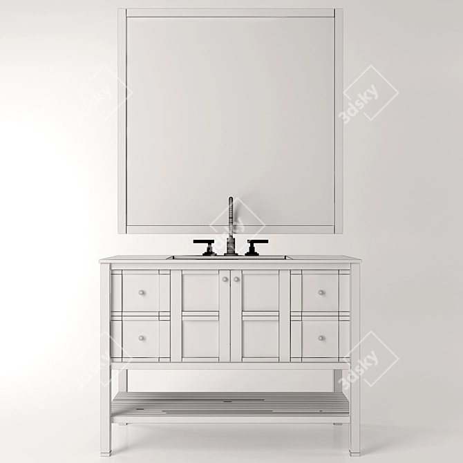 Blue and Brown Single Vanity 3D model image 1