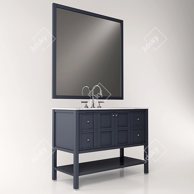 Blue and Brown Single Vanity 3D model image 3