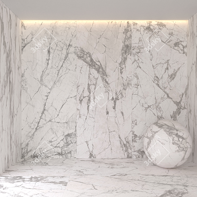 Sleek White Marble Tiles 3D model image 1