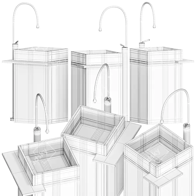 Karol Square Washbasin 3D model image 3