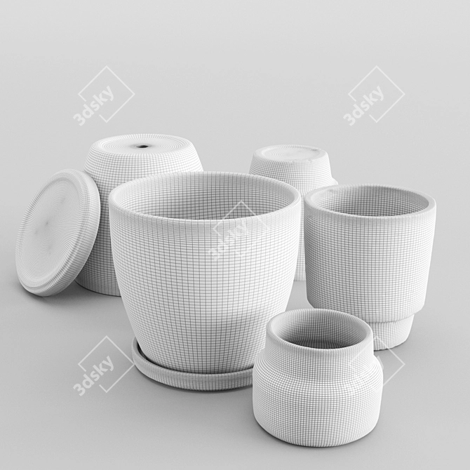 3D Scanned Pot Set 3D model image 2