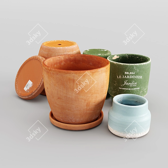 3D Scanned Pot Set 3D model image 6