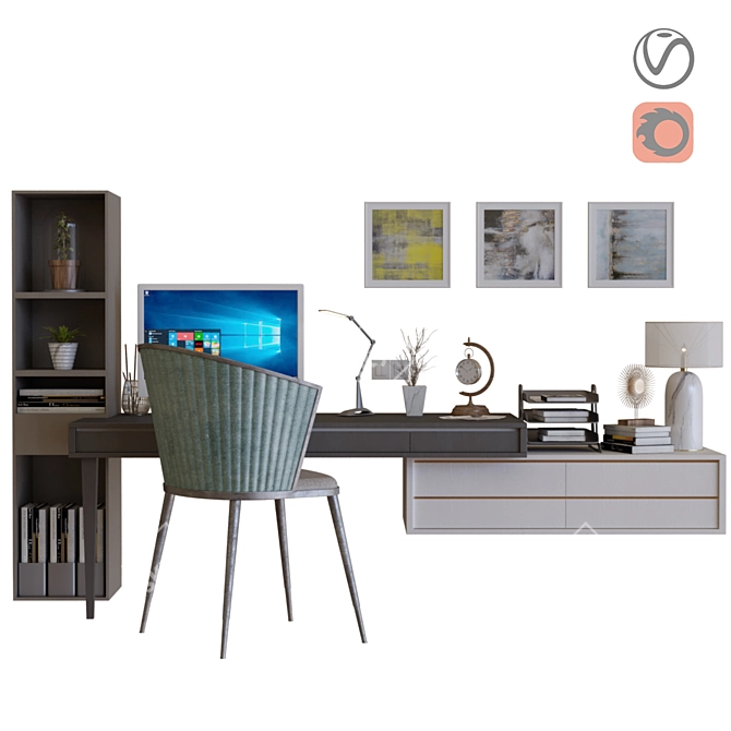 Versatile Work Desk for Optimal Productivity 3D model image 6