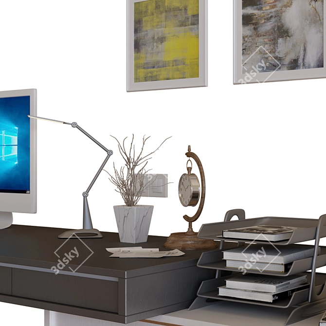 Versatile Work Desk for Optimal Productivity 3D model image 8