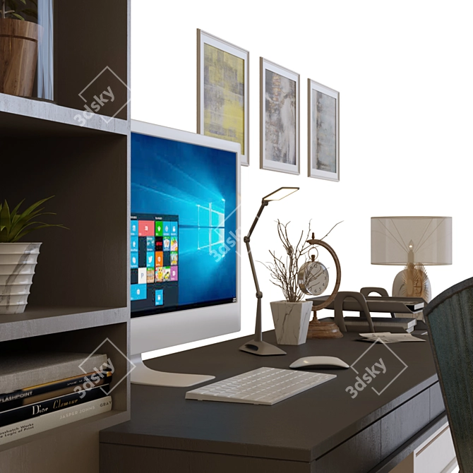 Versatile Work Desk for Optimal Productivity 3D model image 9