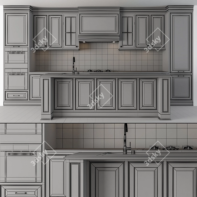 NeoClassic Dark Gray 20-Piece Kitchen Set 3D model image 5