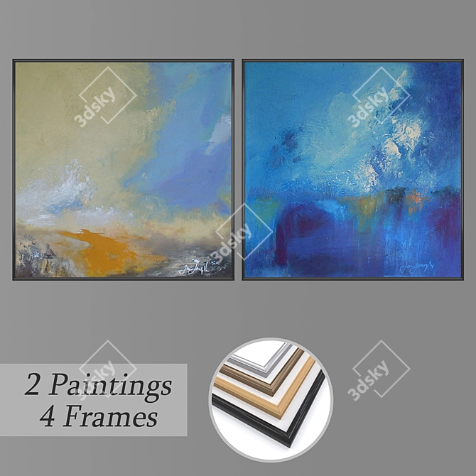 Modern Wall Art Set with Multiple Frames 3D model image 1