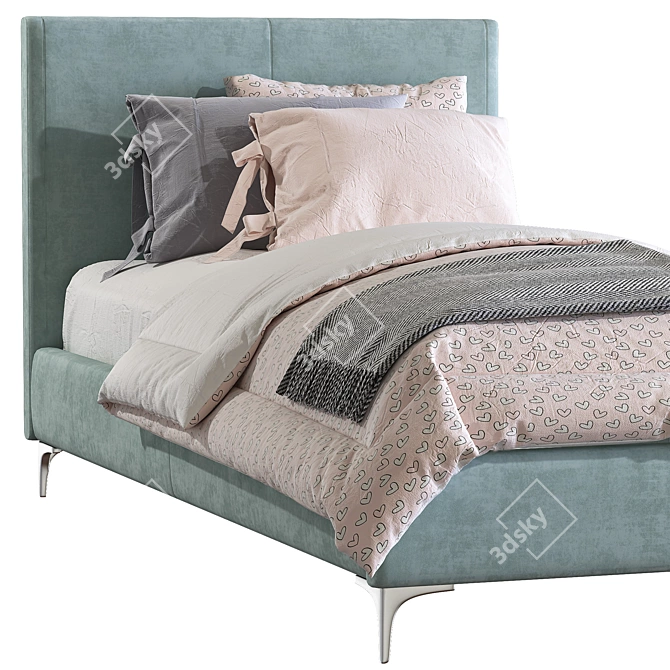 Andes Deco Upholstered Bed 2: Stylish and Cozy 3D model image 3