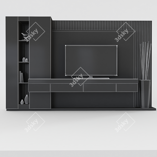 Modern TV Shelf Set with 55" TV 3D model image 3