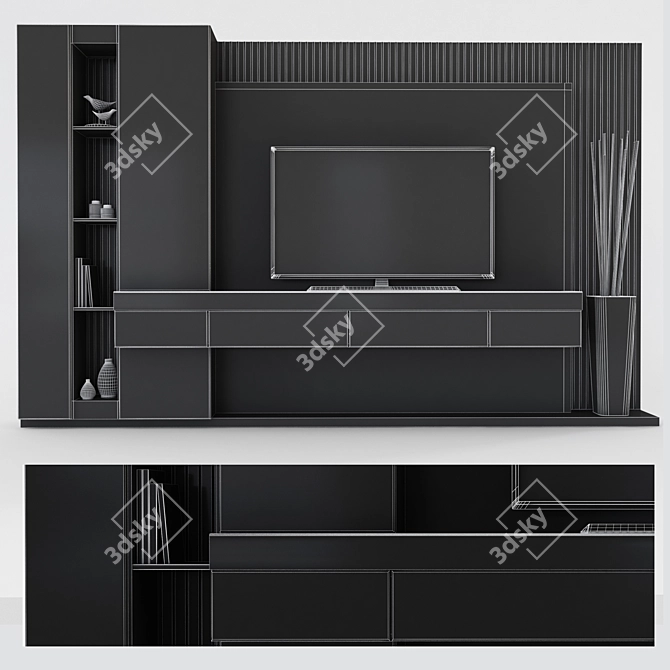 Modern TV Shelf Set with 55" TV 3D model image 4