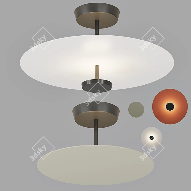 VIBIA Flat Ceiling Lamp: Sleek & Stylish Illumination 3D model image 1