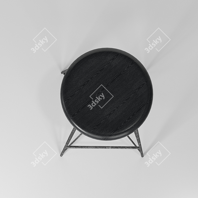 Black Bar Stool 3D model image 3