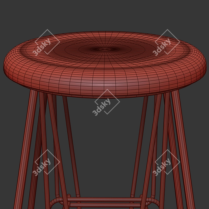 Black Bar Stool 3D model image 4