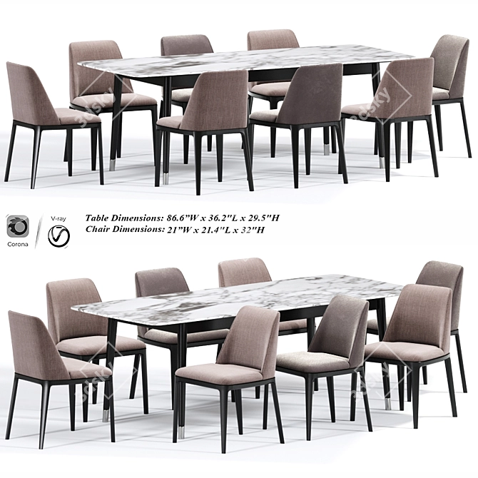 Elegant Poliform Grace Dining Set 3D model image 1