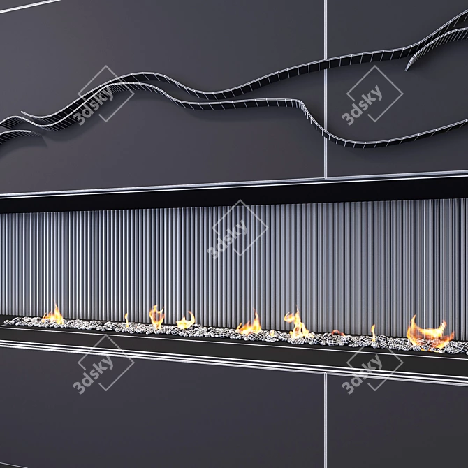 Wave Metal Wall Panel 3D model image 4