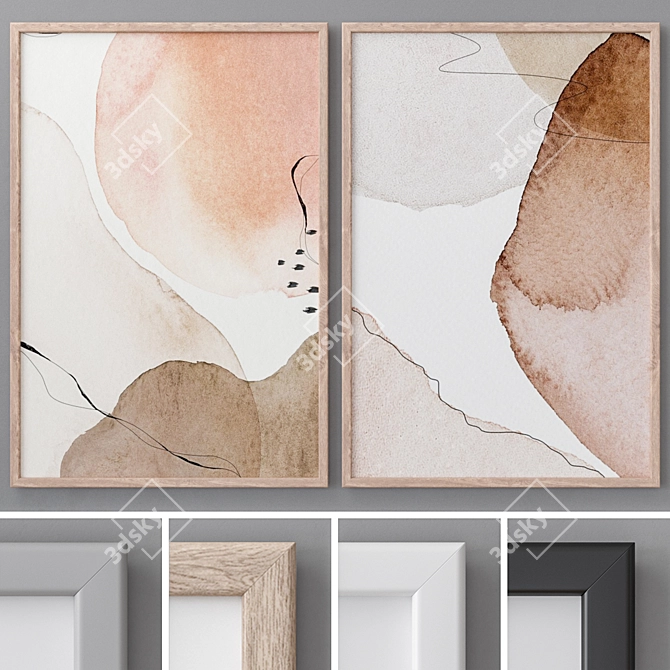 Modern Abstract Art Frames Set 3D model image 1