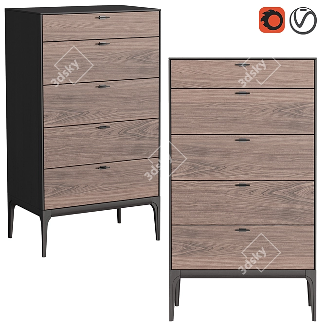 Verona High Chest of Drawers 3D model image 1