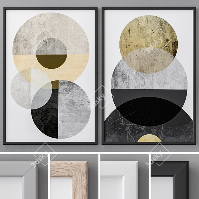 Modern Abstract Photo Frames Set 3D model image 1