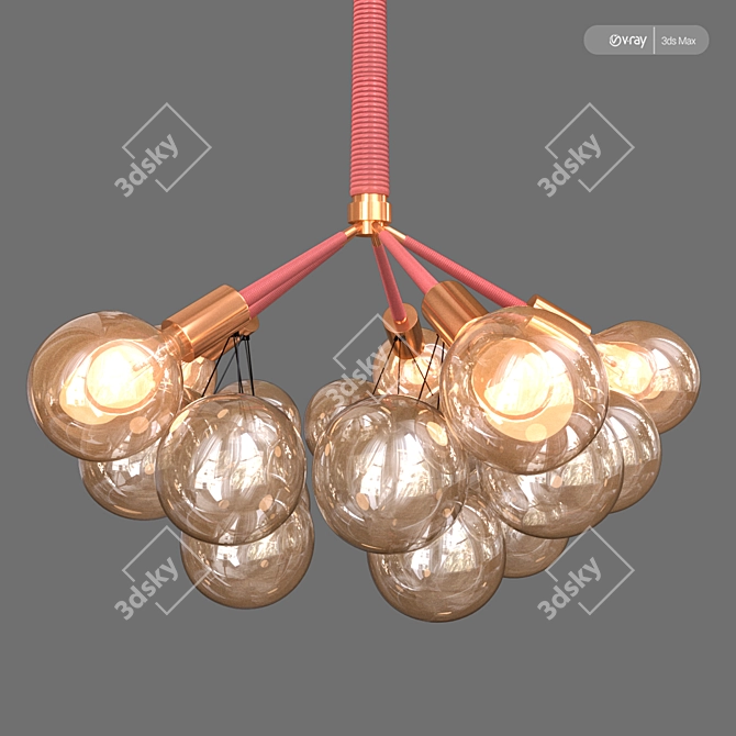 Elegant Bubble Glass Chandelier 3D model image 1