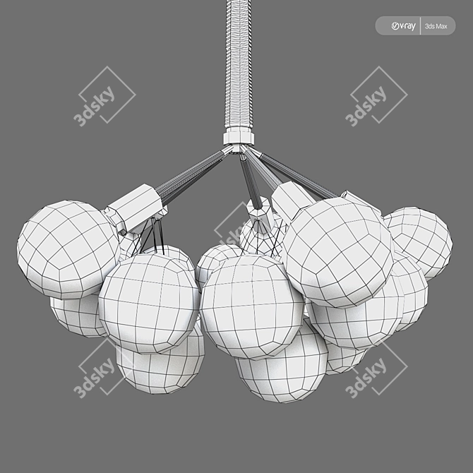 Elegant Bubble Glass Chandelier 3D model image 2