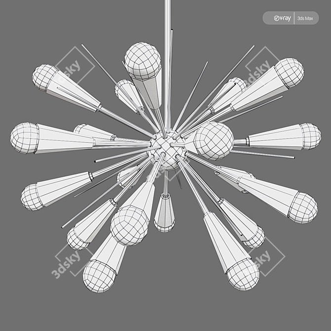 Sleek Sputnik Chandelier by Romatti 3D model image 2