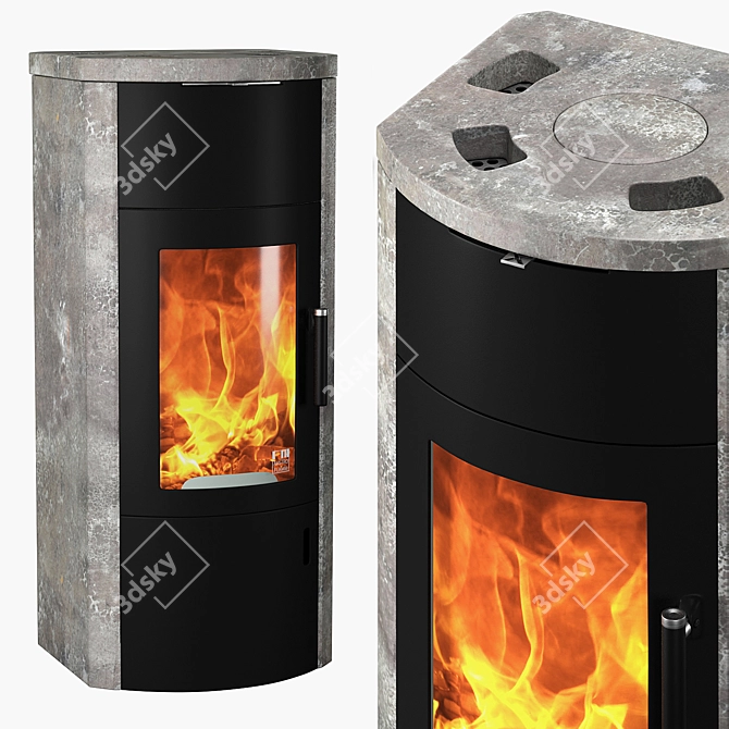 Bono Xtra: Stylish Oval Fireplace 3D model image 1