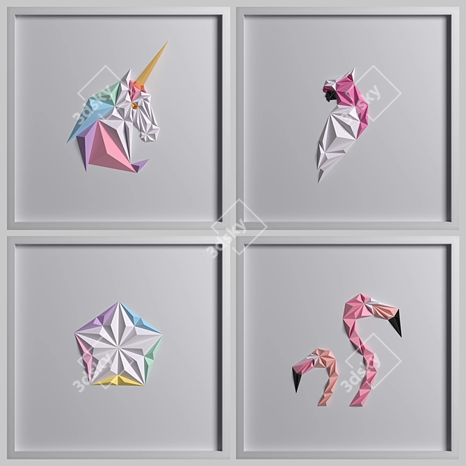 Dimensional Paper Artwork: Stunning 3D Sculpture 3D model image 1