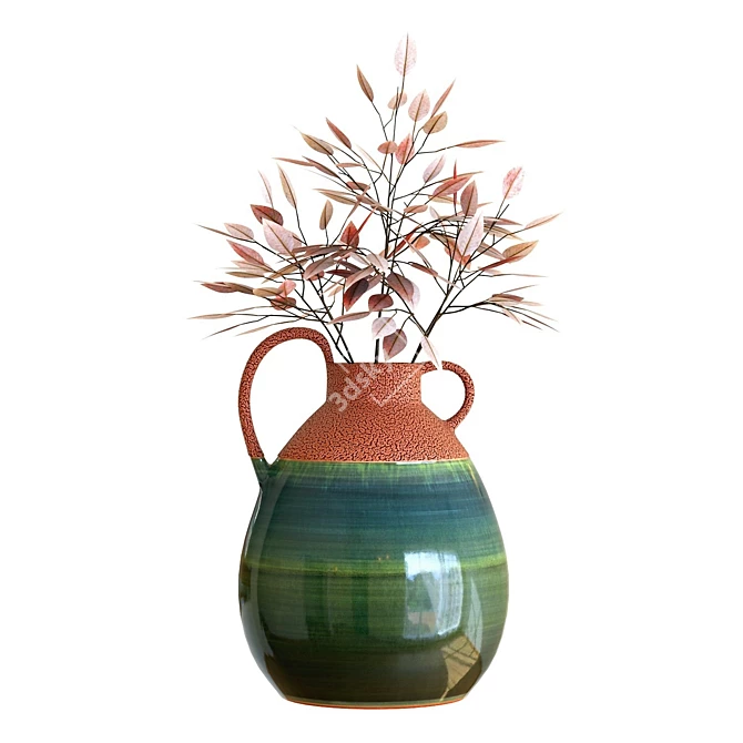 Ashland Teal Ceramic Vase: Fall Arrangement 3D model image 1