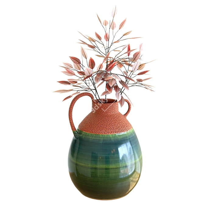 Ashland Teal Ceramic Vase: Fall Arrangement 3D model image 3