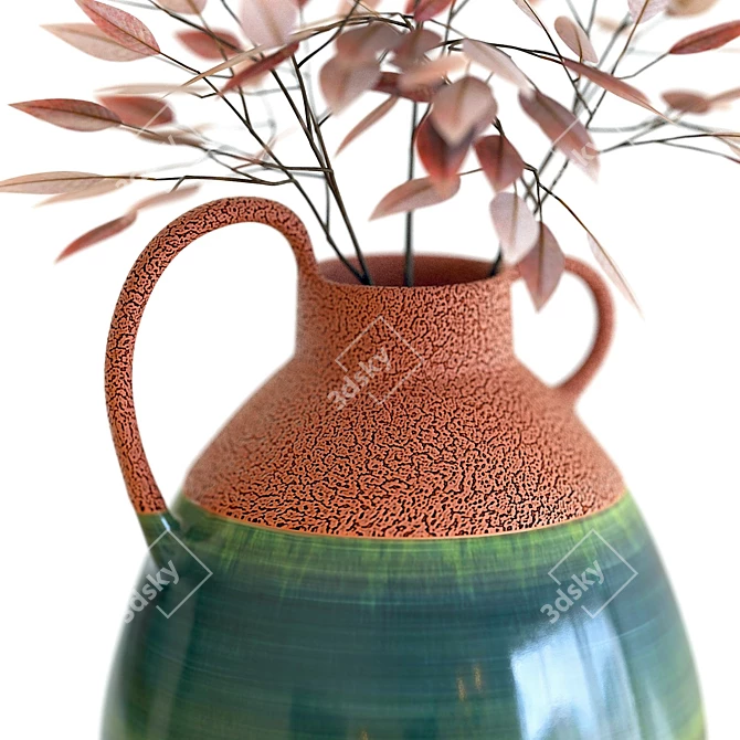 Ashland Teal Ceramic Vase: Fall Arrangement 3D model image 4