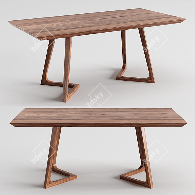 Modern Scandinavian Cress Dining Table 3D model image 4