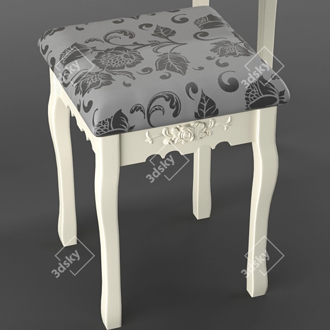 Elegant Vanity Set: Mirror & Stool 3D model image 3