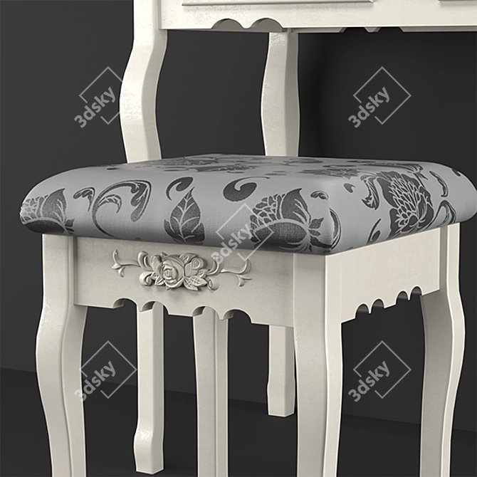 Elegant Vanity Set: Mirror & Stool 3D model image 9