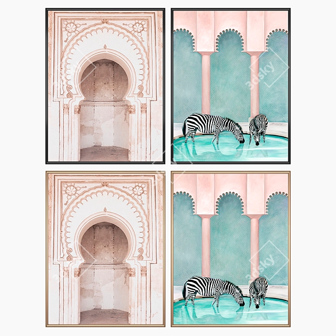 Modern Wall Art Set with Multiple Frame Options 3D model image 2