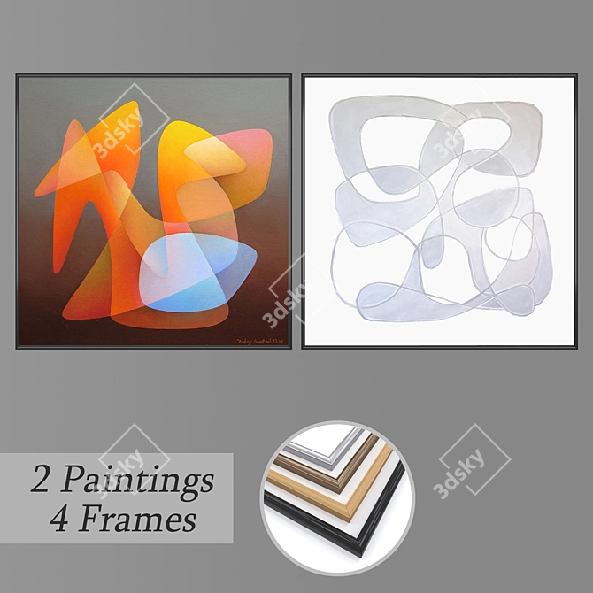 Modern Wall Art Set with Multiple Frame Options 3D model image 1